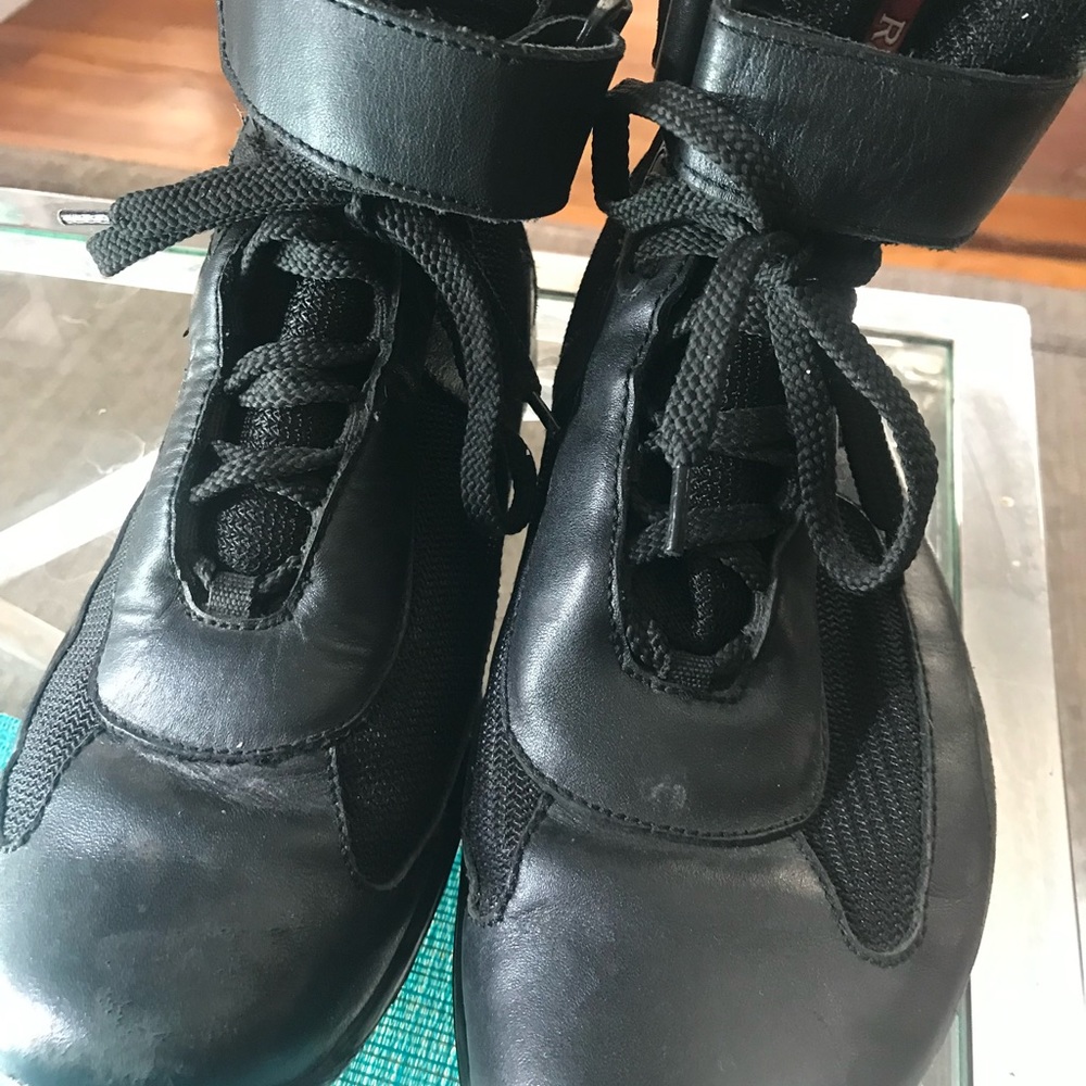 Prada mens fashion high top sneakers